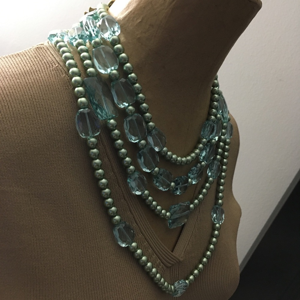 Heidi Daus Facetted Aqua Glass & Pearls Necklace - Picture 7 of 13